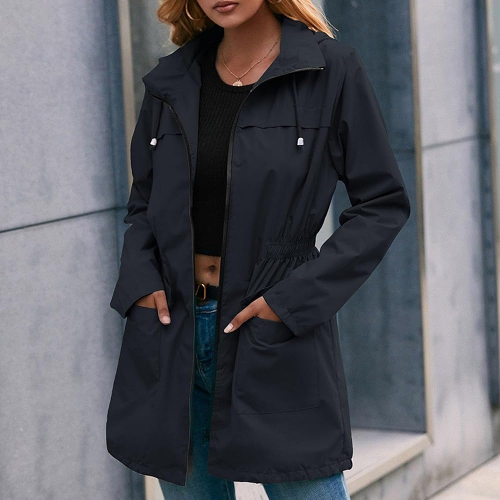 women's chic hooded waterproof jacket