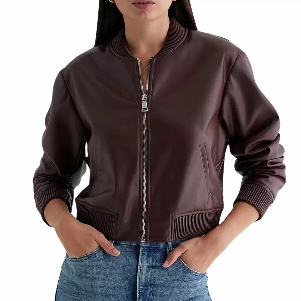 faux leather bomber jacket