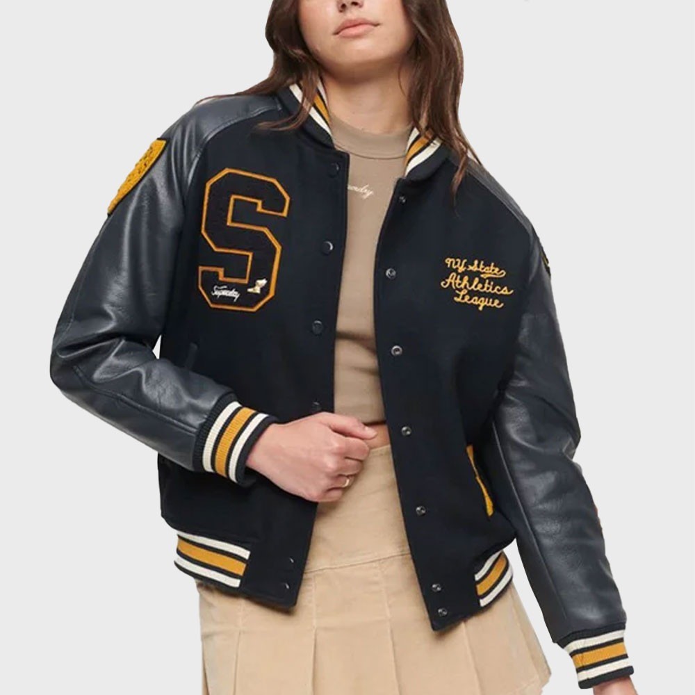 varsity bomber jacket