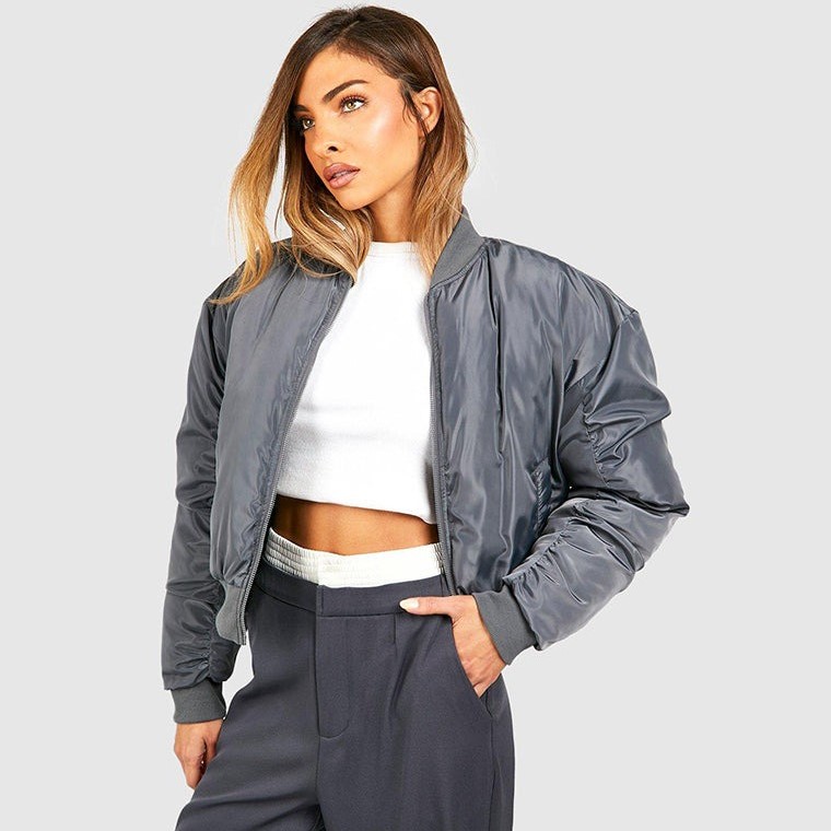 grey bomber jacket