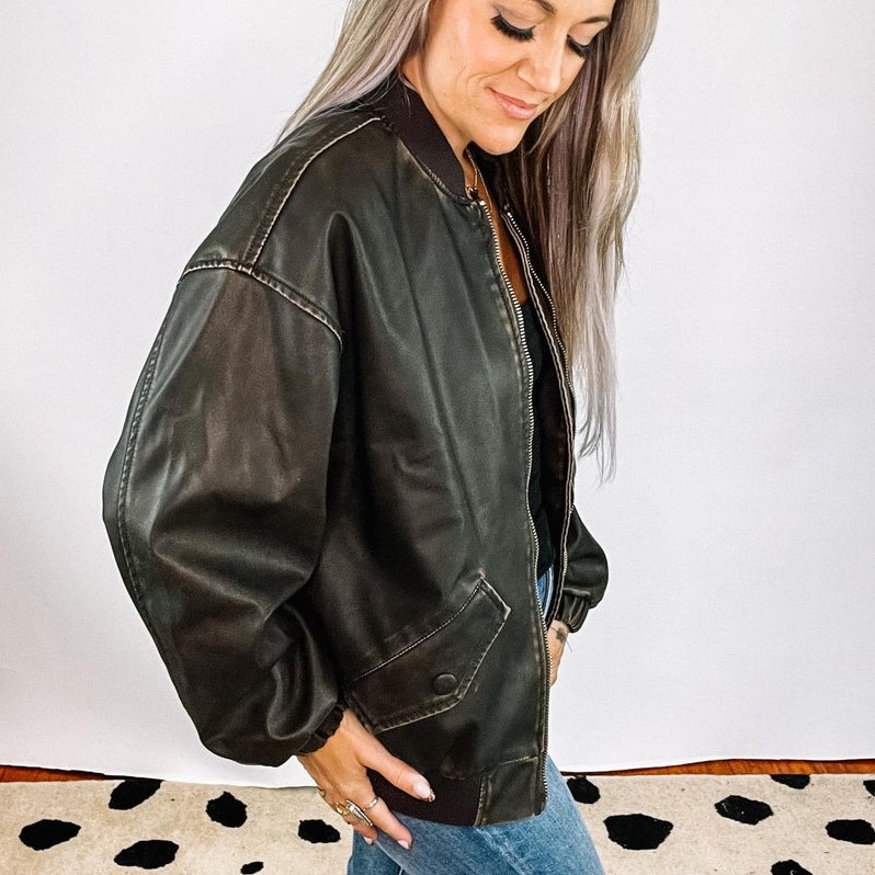 leather bomber jacket