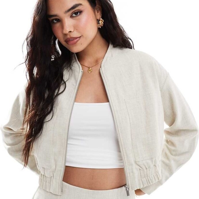 white bomber jacket