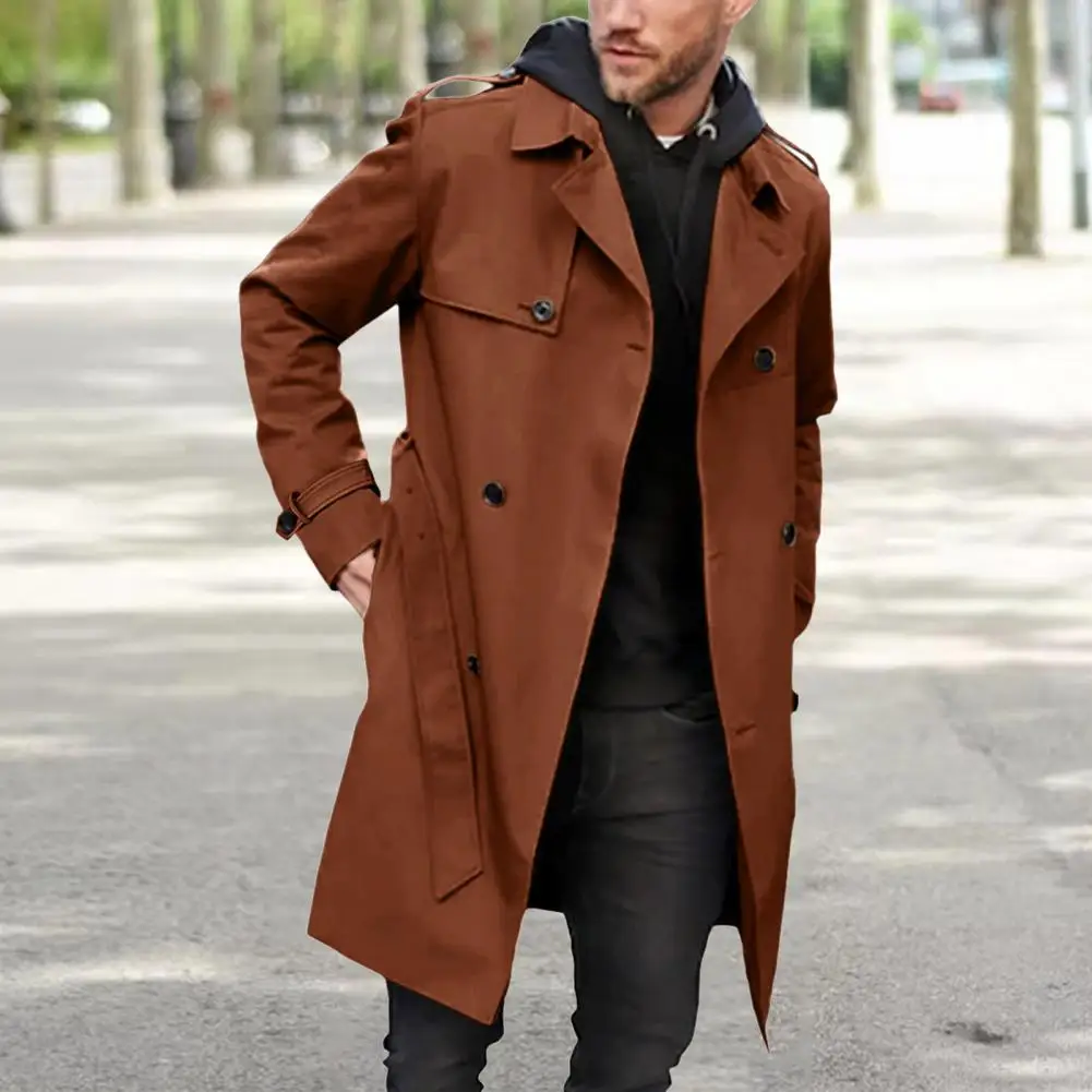 trench coat buttoned to the top