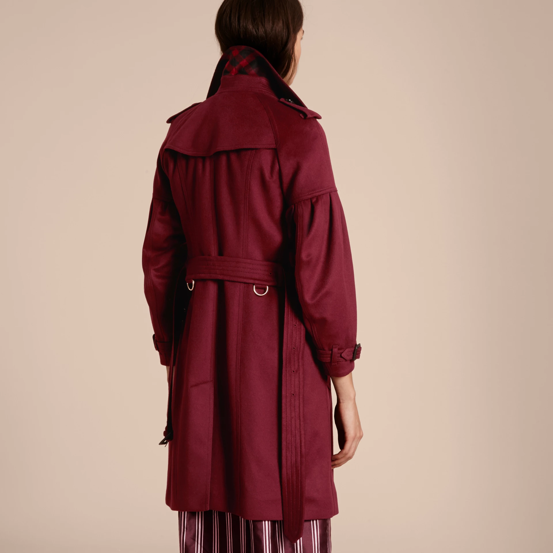 burgundy trench coat