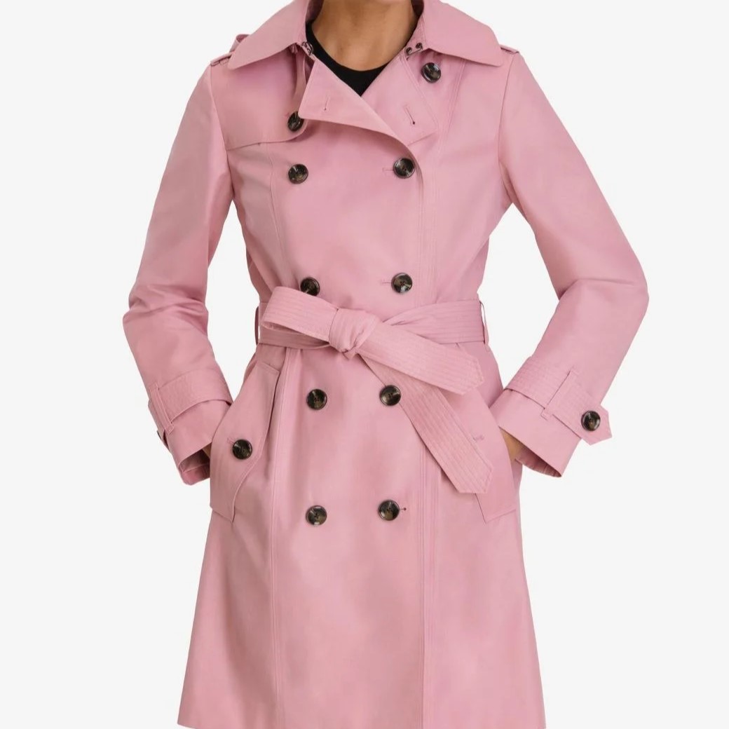pink trench coat