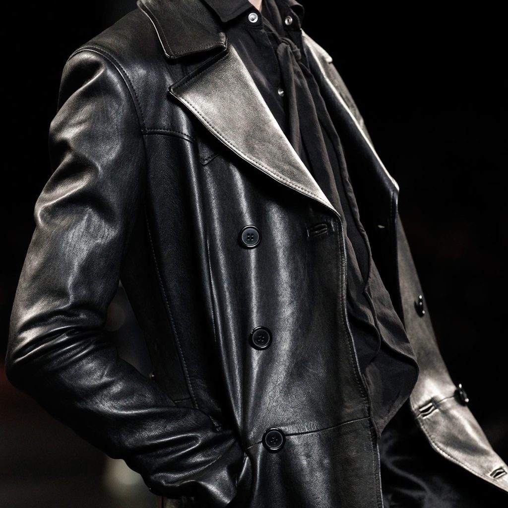 black leather trench coat