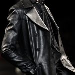 black leather trench coat