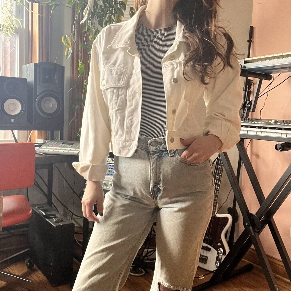  white denim jacket